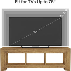 63' TV Stand for TVs Up to 75 Inches, Farmhouse Entertainment Center with Open Storage, Media Console for Living Room, Natural Wood