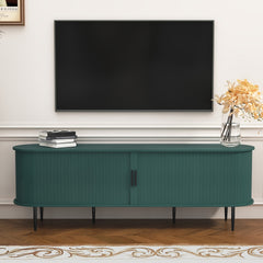 70" Modern TV Stand with Tambour Door for Tvs Up to 80", Entertainment Center with Storage, Fluted Television Consoles for Living Room