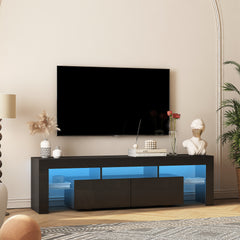 Modern High Gloss TV Stand for TVs up to 65'' | TV Console with Storage Cabinets for Living Room, Black, Hardwood and Metal Material
