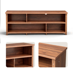 Dark Brown Particle Board TV Stand, 70.07"×15.75"×24.4" Double Layer Entertainment Center with Open Storage Shelves, Modern TV Console for Living Room & Bedroom