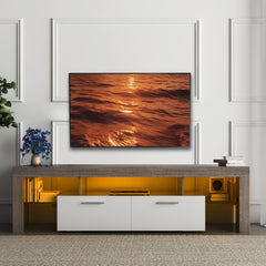 Rustic Brown Wood TV Stand for 75-Inch TV, Farmhouse Entertainment Center with Large Drawers And Open Shelves, Modern Industrial Media TV Console Cabinet for Living Room Bedroom