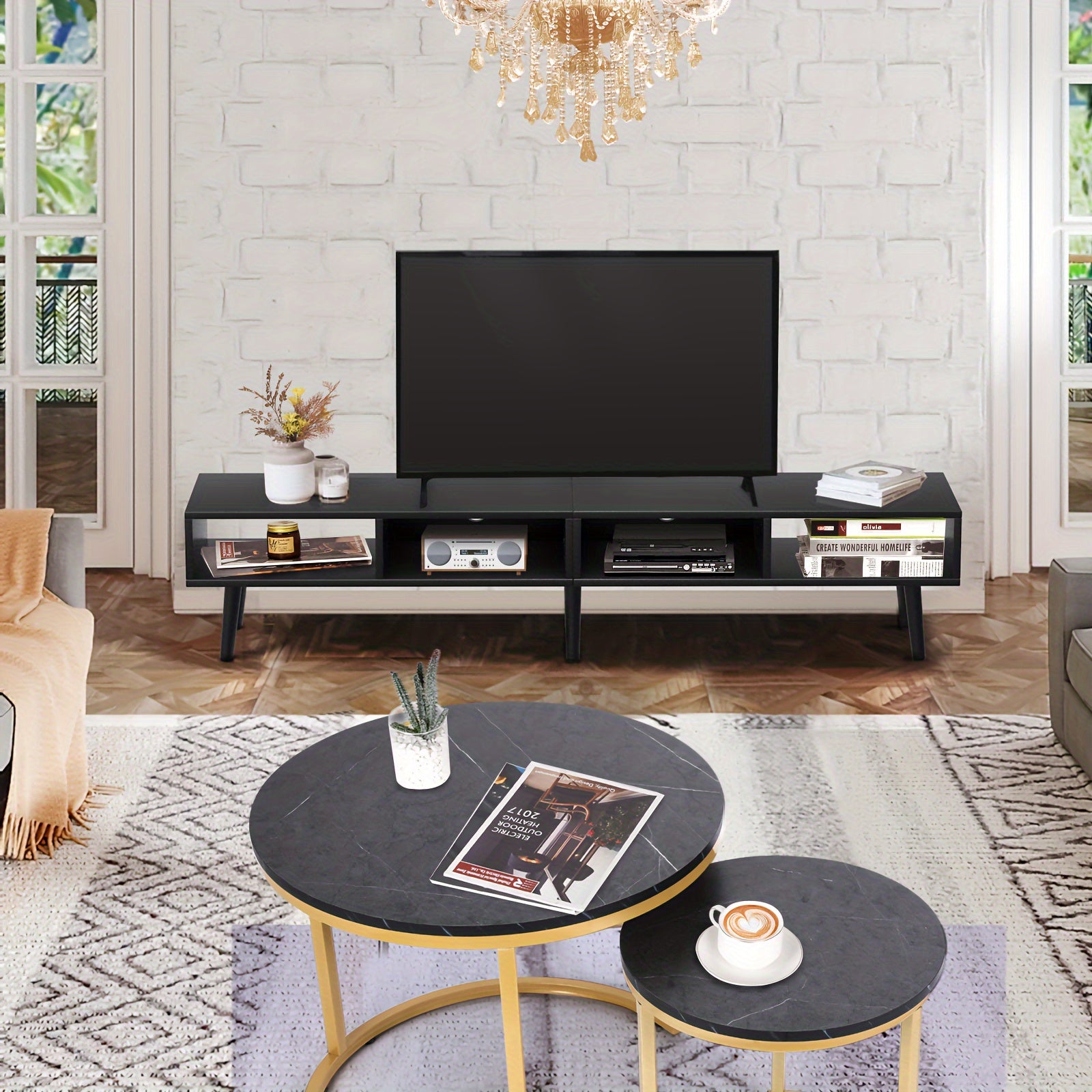59" TV Stand for 30"-65" TV with Open Shelf