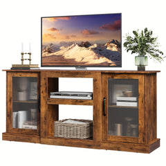 TV Stand For 65 Inch TV, Retro Entertainment Center With Storage And Open Shelves, TV Console For Living Room And Bedroom