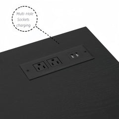 TV Stand Electric Fireplace TV Stand with Glass Shelves, 3D Fireplace TV Stand with LED Lights Wood with USB Charging Outlet Modern Television Table Center for TV up to 32-62" Black 58''W*15.4''D*24.4