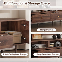 76" TV Stand with Drawers for Living Room/Bedroom, Modern Chic Entertainment Center for TVs Up to 85 inches, Entertainment Center with Storage--Not support self-pick up