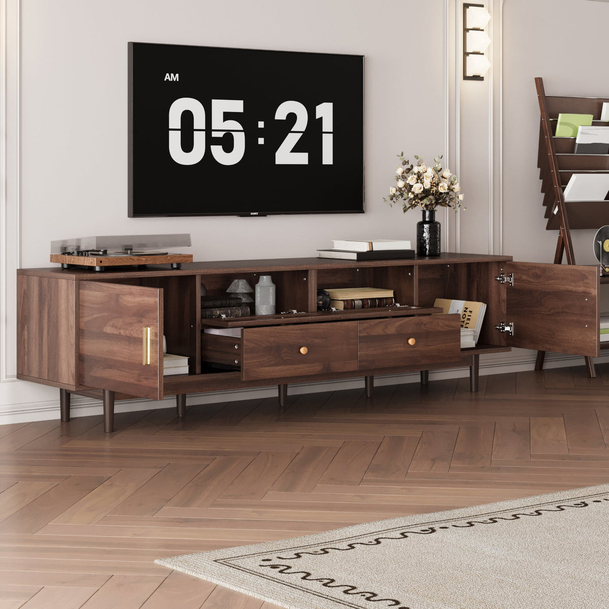 76" TV Stand with Drawers for Living Room/Bedroom, Modern Chic Entertainment Center for TVs Up to 85 inches, Entertainment Center with Storage--Not support self-pick up