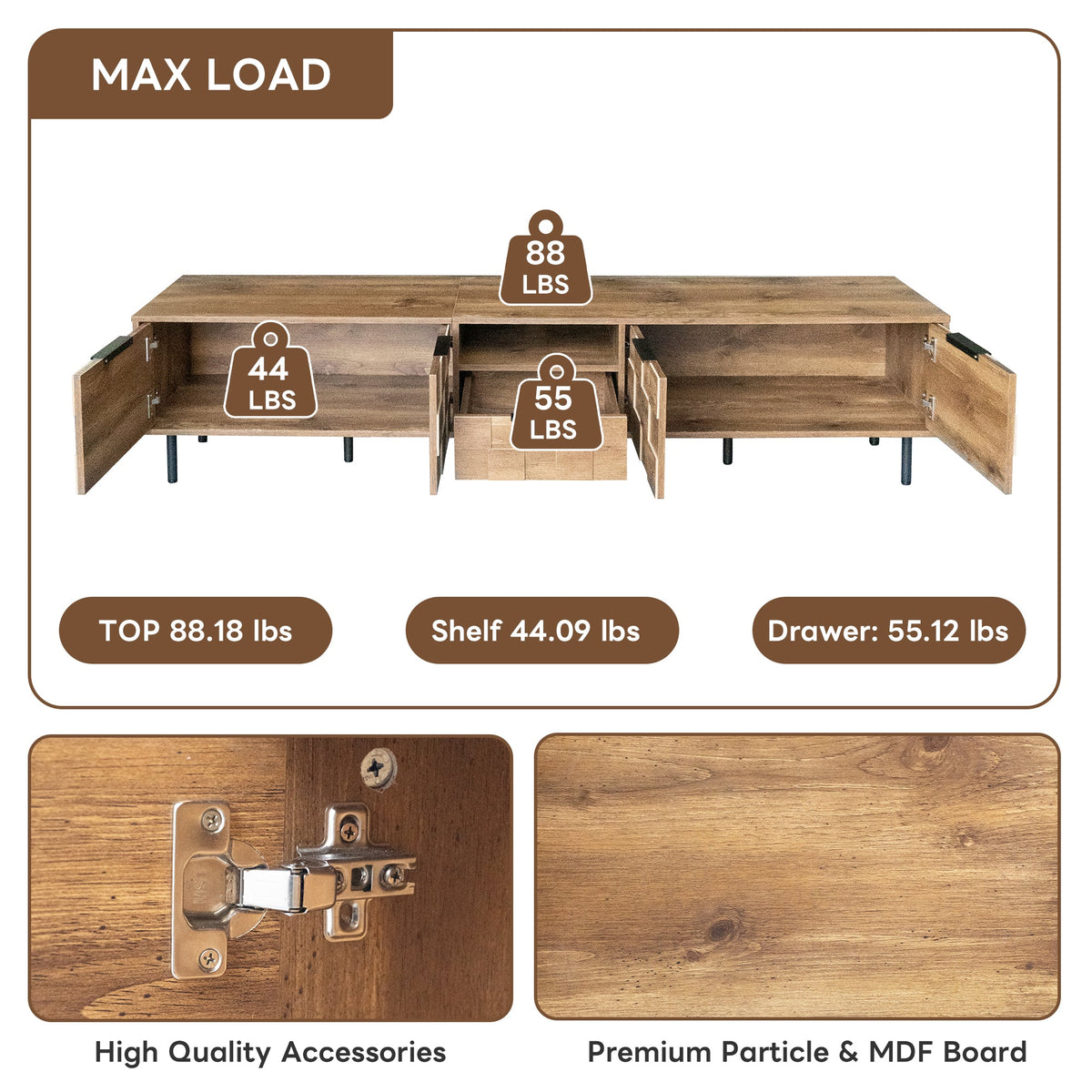 78" TV Stand for 85 75 65 Inch TV, TV Consoles for Living Room, Entertainment Center Wood TV Media with Storage