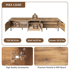 78" TV Stand for 85 75 65 Inch TV, TV Consoles for Living Room, Entertainment Center Wood TV Media with Storage