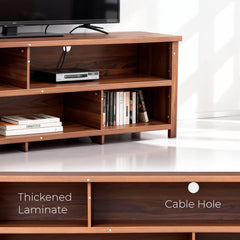 Dark Brown Particle Board TV Stand, 70.07"×15.75"×24.4" Double Layer Entertainment Center with Open Storage Shelves, Modern TV Console for Living Room & Bedroom