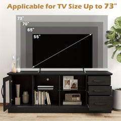 LIFEZEAL Extra Large TV Stand for 73-Inch TVs, 63" Wide Media Console with Heavy-Duty MDF Construction, 550 lb Weight Capacity, Modern Entertainment Center with 3 Drawers & 2 Glass Shelves, Cable Management System, Black/Finishes Available - Living Room,