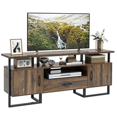 IDEALHOUSE TV Stand for 65 Inch TV, Farmhouse Entertainment Center with Storage Cabinets, Drawer & Open Shelves, TV Console Table for Living Room, Bedroom