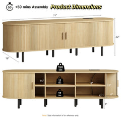 PAZCASA Wide Large TV Stand, Available in 86-inch/70.8-inch/55-inch Sizes, with Power Outlets, Suitable for 90-inch TVs. Sturdy and Durable Entertainment Center Featuring Adjustable Shelves, Sliding Doors, and Ample Storage Space. Modern Media