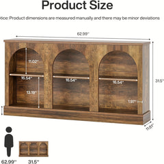 TV Consoles For Living Room, Television Stand For 55/60/65 Inch TV, Farmhouse Media Entertainment Center Stand With Storage Cabinets, Rustic Brown