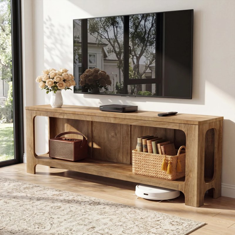 63' TV Stand with Storage Shelf for Up to 70' Tvs, Farmhouse Entertainment Center for Living Room
