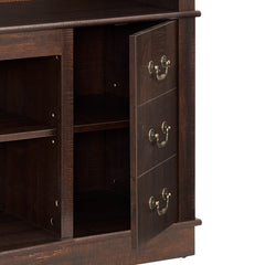 Retro TV Stand with Storage for TVs up to 65'', Mid Century Modern TV Stand & Entertainment Center with Shelf,TV Stand for Media,TV Console Table for Living Room Espresso 60"W*15.75"D*34.25"H