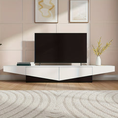 Modern Media Console TV Stand With 2 Drawers, TV Cabinet With Spacious Top, TV Console Table Entertainment Center For Living Room, Stylish Design, White & Black