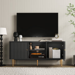 Mid Century Modern TV Stand For 55/60/65 Inch TV, 55" Fluted TV Stand, Entertainment Center With Storage, Television Stands, TV Console, Media Console For Living Room, Bedroom