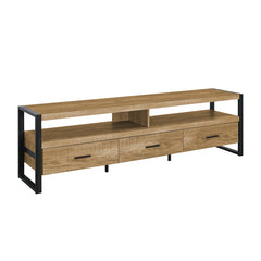 72 Inch Modern TV Stand with Storage Drawers & Console Table - Mango Wood-Look Media Entertainment Center Suitable for Living Room, Black Frame, Contemporary Furniture for Flat-Screen TVs, Assembly Required