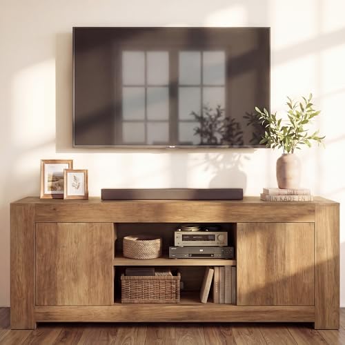 VASAGLE TV Stand, Farmhouse Entertainment Center with Storage Cabinets