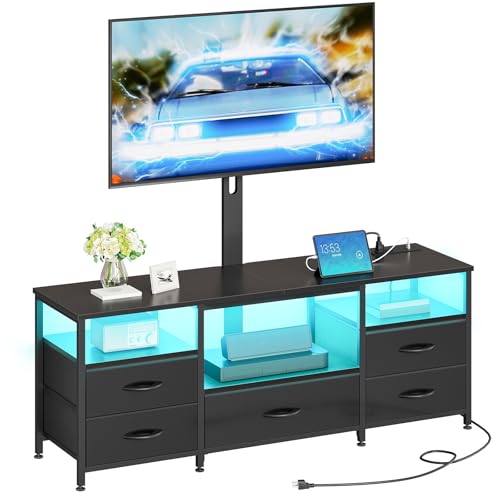 HOOBRO TV Stand with Mount Up to 65 inch TV, with Drawers and Power Outlet