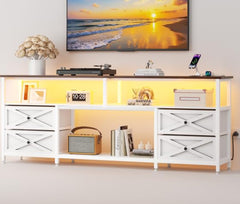 JUSTOGO TV Stand with Drawers for 65 70 75 Inches TV, Entertainment Center