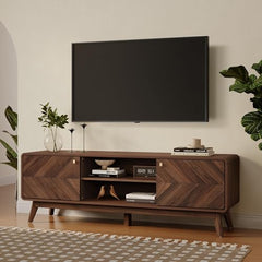 LuxenHome 63" Mid Century Modern TV Stand for Living Room for TVs up to 65"