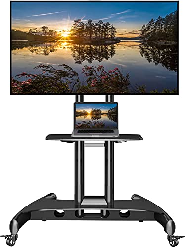 NB Mobile TV Cart, UL Listed, Rolling TV Stand with Wheels for 32 to 75 Inch LCD LED OLED Plasma Flat Panel Screens up to 100lbs (Black)