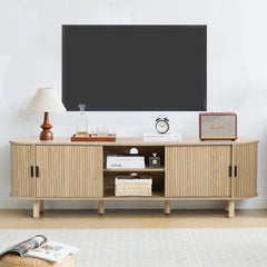 71 Inch TV Stand for 85 Inch Large TV, Heavy Duty Sliding Door Farmhouse Entertainment Center with Ample Storage, Media Console Table for Living Room Bedroom