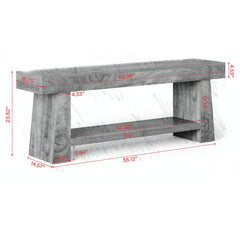 63 Inch Farmhouse TV Stand, Entertainment Center with 2 Tier Shelf for 55 to 75 Inch TVs