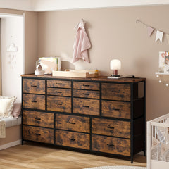 TV Stand Dresser for 60" TV Stand with Charging Station TV Stands for Living Room Long Dresser for Bedroom TV Stand with 16 Drawers Storage TV Stand for Bedroom Dresser 51.1''W X 11.8''D X 34.8''H