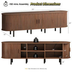 PAZCASA Wide Large TV Stand, Available in 86-inch/70.8-inch/55-inch Sizes, with Power Outlets, Suitable for 90-inch TVs. Sturdy and Durable Entertainment Center Featuring Adjustable Shelves, Sliding Doors, and Ample Storage Space. Modern Media