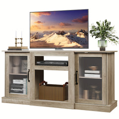 TV Stand For 65 Inch TV, Retro Entertainment Center With Storage And Open Shelves, TV Console For Living Room And Bedroom