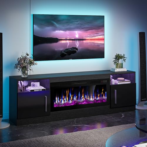 VITESSE 70”Fireplace TV Stand,Modern Entertainment Center Heating Fireplace