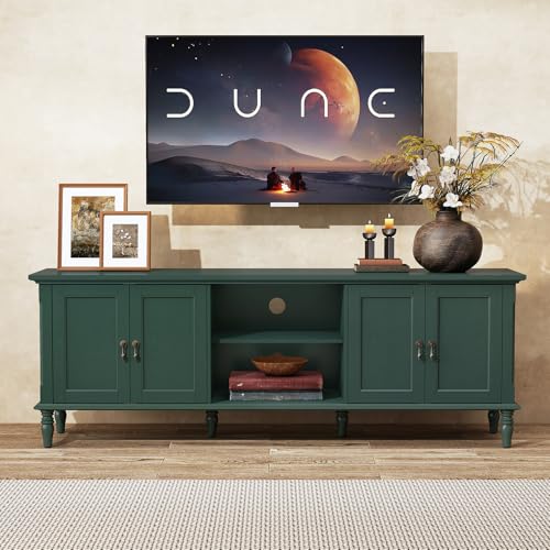 ARTPOWER 67" Vintage TV Stand with Storage for TVs Up to 75 Inches, Green