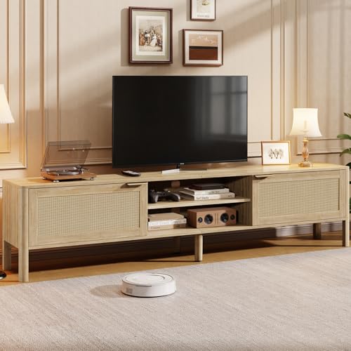 IKALIFE Rattan TV Stand for Living Room Oak 58"