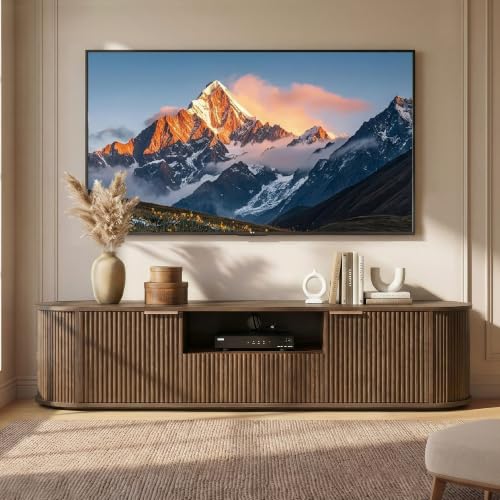 CHITA 70" Fluted TV Stands TV Console with Drawers for TVs Up to 80",Walnut