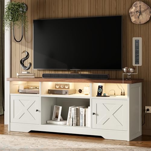Casaottima TV Stand for 65 Inch TV, Entertainment Center, White