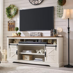 OKD 70" Farmhouse TV Stand for TVs up to 80", Antique White