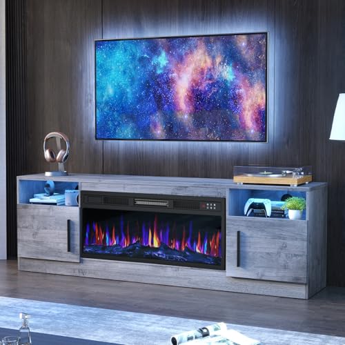 PRETZI Fireplace TV Stand with 36" Fireplace Up to 80" TVs for Living Room