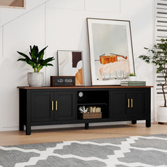 63 Inch TV Stand for TVs Up to 75", Farmhouse Entertainment Center with Storage, Wood TV Console with Cabinet, Under TV Cabinet for Living Room