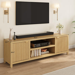 IDEALHOUSE Modern TV Stand for 80-inch TVs Suitable for Living Room & Bedroom, Natural Oak Media Cabinet with Adjustable Shelves, 2-Tier Storage Entertainment Center, Furniture for 80 Inch Screens