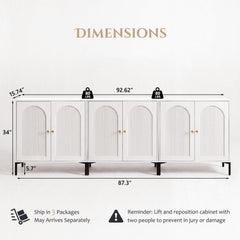 IFBUY 92.63" W Mid Century Modern TV Stands for Living Room, Brown