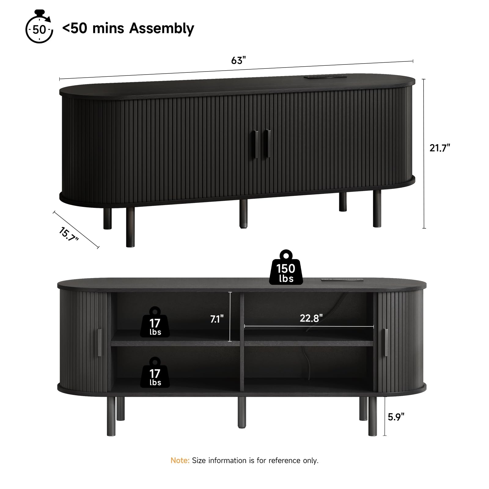 ONBRILL 70.8" TV Stand with Power Outlet for TVs up to 75 Inch, Entertainment Center with Storage and Adjustable Shelves, Modern Media Console with Sliding Doors for Living Room, Walnut