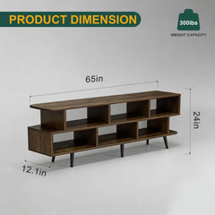 ACOHOOK Walnut 60" Mid-Century TV Stand with Storage Open Shelf