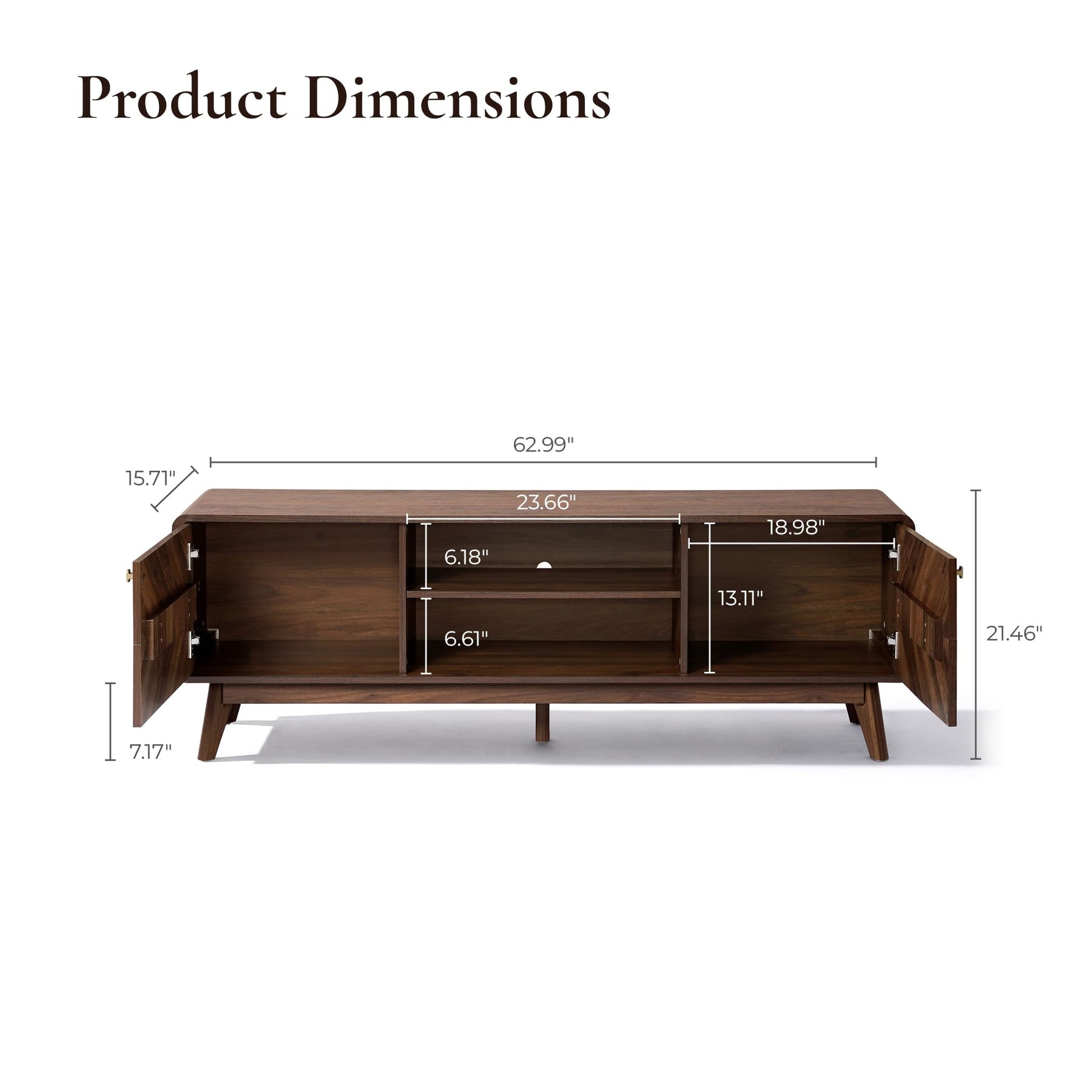 LuxenHome 63" Mid Century Modern TV Stand for Living Room for TVs up to 65"