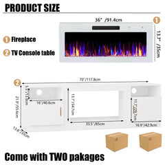 VITESSE 70”Fireplace TV Stand,Modern Entertainment Center Heating Fireplace