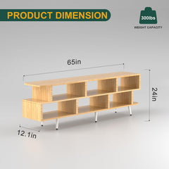 ACOHOOK Walnut 60" Mid-Century TV Stand with Storage Open Shelf