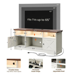 Casaottima TV Stand for 65 Inch TV, Entertainment Center, White