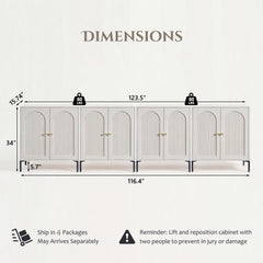 IFBUY 92.63" W Mid Century Modern TV Stands for Living Room, Brown