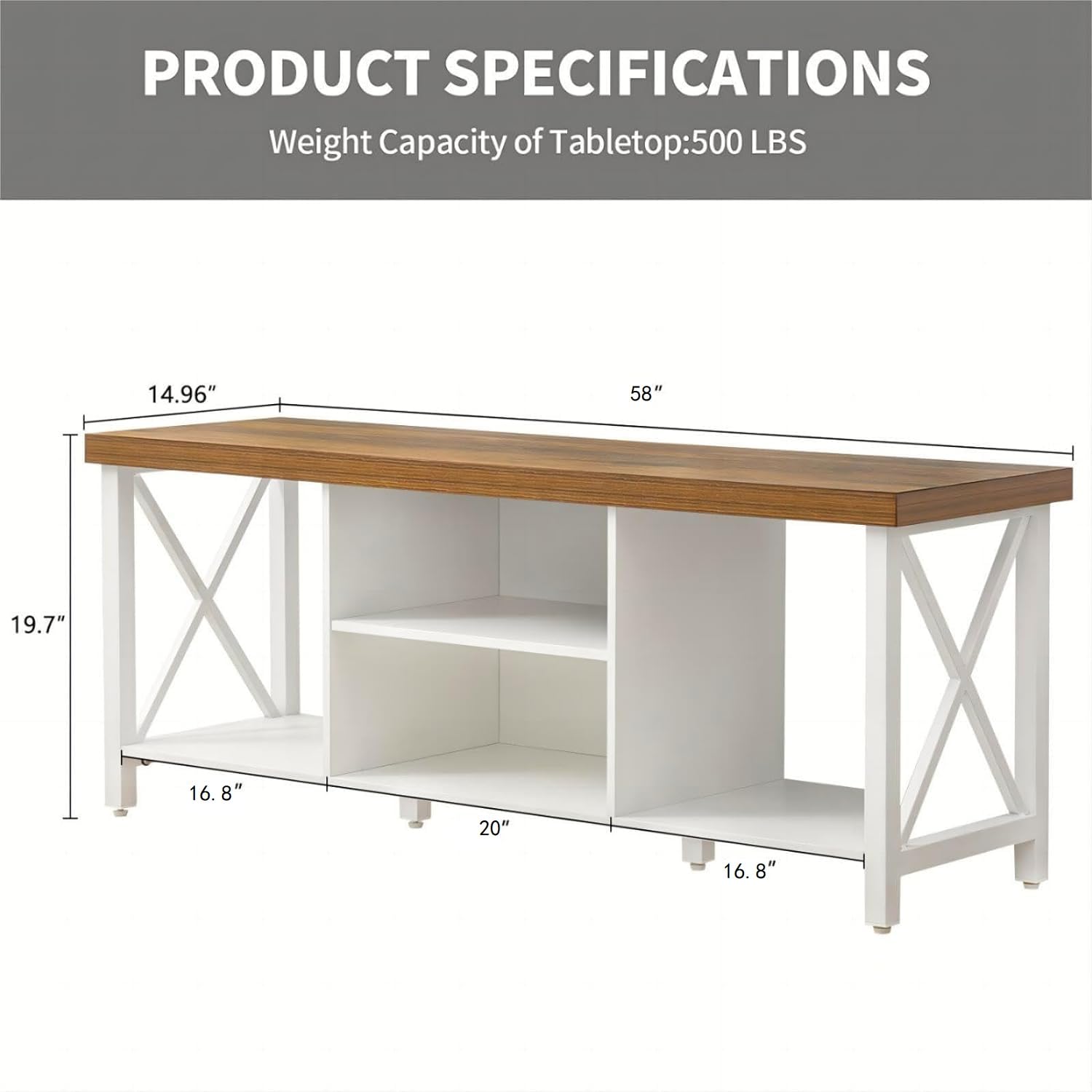 GAZHOME TV Stand for TV up to 55 Inches, TV Cabinet with Open Storage, TV Console Unit with Shelving for Living Room, Entertainment Room, Rustic Brown